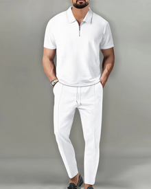 Sandro | Premium Zip Polo Set – Weiß