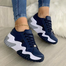Kasia - Orthopädische Leder‑Sneaker mit Patchwork – Blau