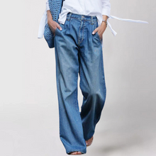 Bequeme weit geschnittene Jeans für Damen – Blau