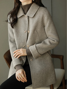 Klassischer Spitzkragen Trenchcoat für Damen | Ideal für den Winter – Grau