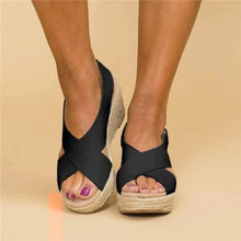 Bequeme orthopädische Keilabsatz Espadrilles Clara – Schwarz