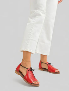 Helgard – Flache Sandalen Zum Schnüren – Rot