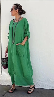 Leonore - Luftiges Oversized Kleid – Grün