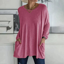 Margot | Tunika-Länge Seitentaschen Top – Rotrosa