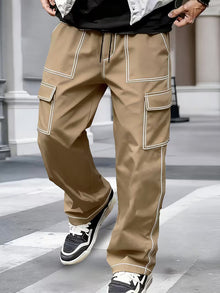 Jamein – Cargohose Mit Kontrastnähten – Khaki