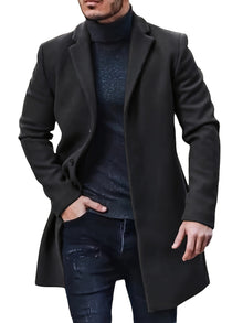 Elegante Einreiher Winterjacke Für Herren | Ideal für Winter – Schwarz