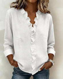 Heidi | Edle V-Ausschnitt Bluse – Weiß