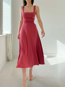 Mirelina™ – Damen Midikleid mit Breiten Trägern – Rosa