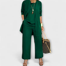 Damen dreiteiliges Set mit Weitbein Hose – Grün