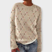 Sanira – Weihnachtspullover mit Muster – Beige