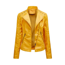Liriane | Moderne Lederjacke mit buntem Design – Gelb