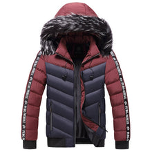 Herren Steppjacke mit Kunstfellkapuze - Elian – Voll rot