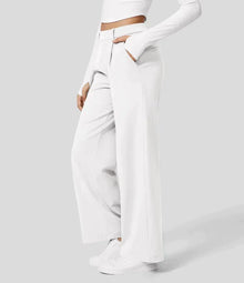 Sauzy | Hochtaillierte Stretch-Hose mit geradem Bein – Weiß