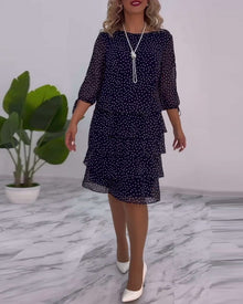 Tilly - Gepunktetes Schichtenkleid – Marineblau (Fast ausverkauft)