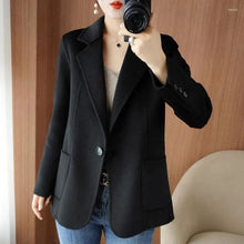 Tiberius | Herbst- und Winterverdickter Tweed Damen Blazer – Schwarz