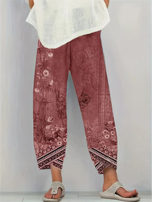 Kayden – Vintage Capri Hose Mit Blumenmuster – Rot