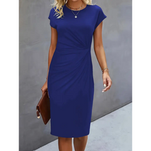 Elegantes Midi-Kleid Damen Kurzarm – Business & Anlass – Navy blau
