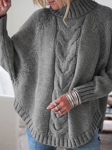 Edeltraut – Rollkragenpullover mit Fledermausärmeln – Grau