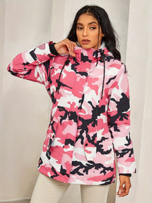 Fleece-Parka-Winterjacke mit Kapuze für Damen, elegant | Perfekt für Outdoor-Aktivitäten – Rosa Rot
