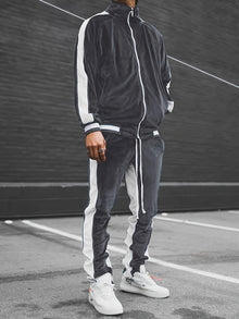 Lässiges Vollreissverschluss-Trainingsanzug-Set mit Jacke und Jogginghose für Herren | Ideal für Outdoor-Aktivitäten – Grau