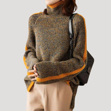 Selina | Damen Frühlings Strickpullover mit Rollkragen und Rippstruktur – Orange