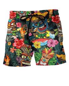 Herren Trendige Graffiti Badeshorts | Bequem und Schnell Trocknend – Braun