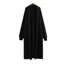 Sarah | Damen Offener Langer Mantel Stil – Schwarz