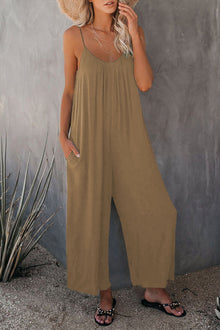 Allira | Lose ärmellose Jumpsuits – Khaki