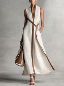 Nadine | Damen Leinenkleid Breeze – Leichtes Leinen Sommerkleid – Weiß