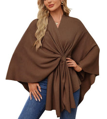 Liriane | Eleganter asymmetrischer Poncho – Kamel