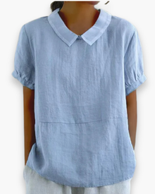 Damen Entspannte Kurzarmbluse | Elegant – Blau