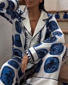 Zweiteiler-Set | Auffälliger Print | Elegant & Komfortabel – Blau
