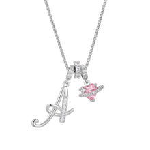 Nerute - Anhänger Mit Anfangsbuchstabe Und Rosa Herzanhänger – Silber