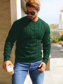 Bavon - Lässiger Gestreifter Pullover – Dunkelgrün