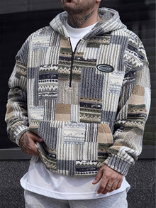Silvain – Bedrucktes Kapuzen Sweatshirt Mit Reißverschluss – Khaki