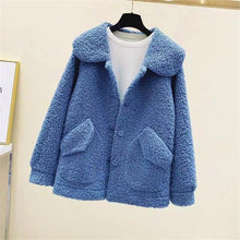 Damenmantel mit Fleece-Effekt im entspannten Winterstil - Mimiko – Blau