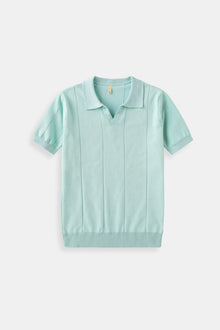 Retro-Strick-Poloshirt in Mintgrün – Mintgrün
