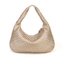 Estelle - Große handgewebte Schultertasche für Damen – Gold