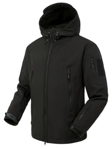 Taktische Kapuzen-Outdoorjacke Mit Sicheren Reißverschlusstaschen Für Herren | Perfekt Für Outdoor-Aktivitäten – Schwarz