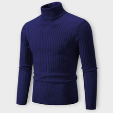 Enzo - Warmer Strickpullover mit Rollkragen – Marineblau