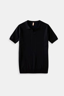 Retro-Strick-Poloshirt in Mintgrün – Schwarz