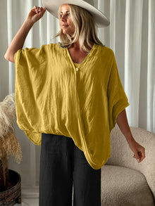 Winnie - Bluse Im Bohemian Stil Mit Weiten Ärmeln – Gelb