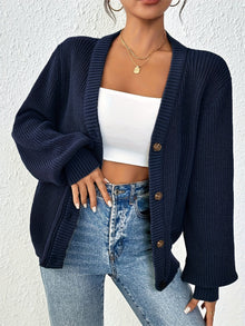 Lässiger warmer Baumwolle Strickcardigan für Damen | Perfekt für lässige Tage – Marineblau