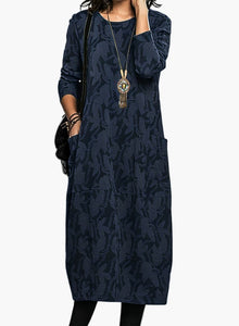 Merle | Winterkleid mit Rundhalsausschnitt – Blau