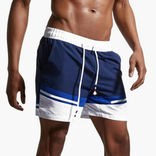 Gestreifte Badeshorts - Herren Schwimmshorts mit Kordelzug – Dunkelblau