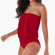 Eleganter Bandeau-Badeanzug - Damen Bademode für den Sommer – Rot