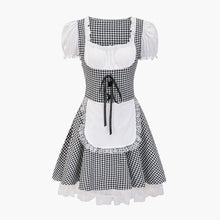 Schulterfreies Karo Dirndl kleid für Damen - Oktoberfest 2025 – Schwarz