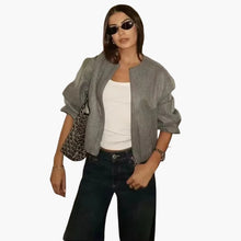 Rundhals Übergangsjacke für Damen – Grau