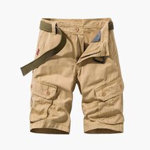 Herren Baumwoll-Cargo-Shorts mit Taschen und Gürtel – Braun