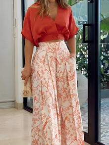 Hennie - Lässiges, locker sitzendes Set mit Print für Damen – Rot